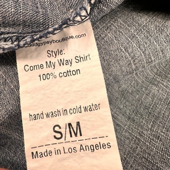 Jaded Gypsy 100 Cotton Women's Denim Blue Shirt Cutting Edge S/M USA - Picture 8 of 8